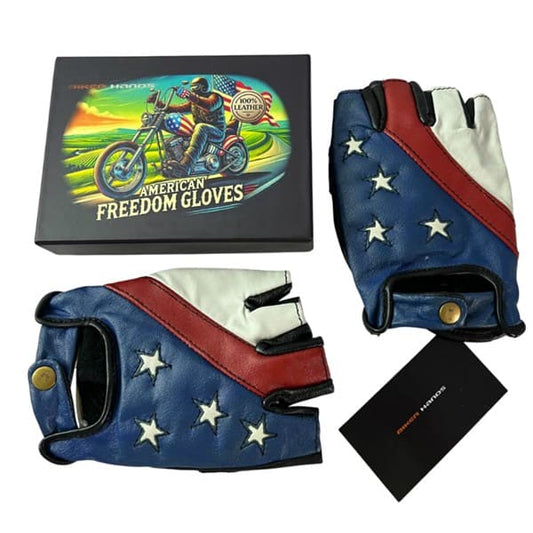 Biker Gloves USA Flag Motorcycle Leather Handmade