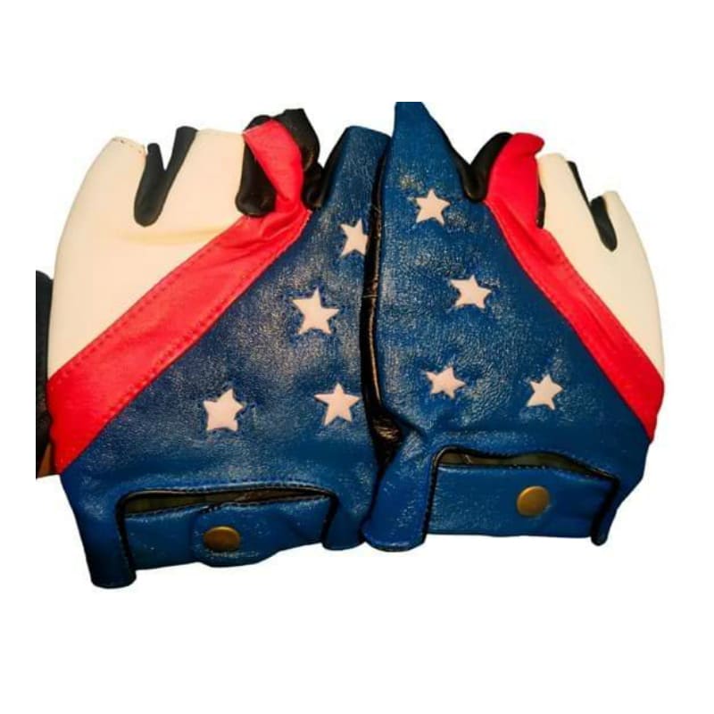 Biker Gloves USA Flag Motorcycle Leather Handmade