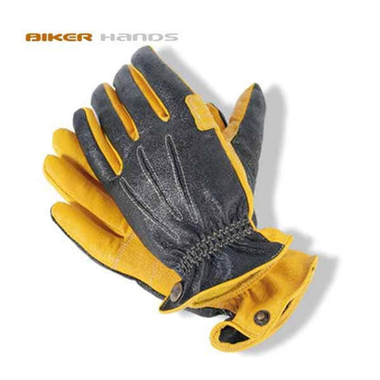 motorcycle gloves, men's leather gloves, full-finger, yellow